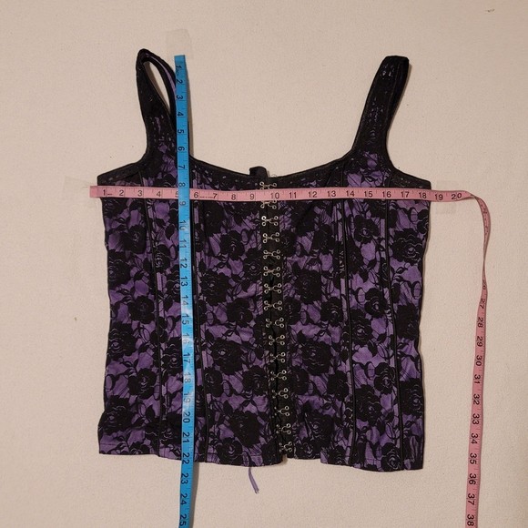 Vintage Tripp Nyc Corset Floral Lace-up Hook Purple & Black XXL - Picture 4 of 11